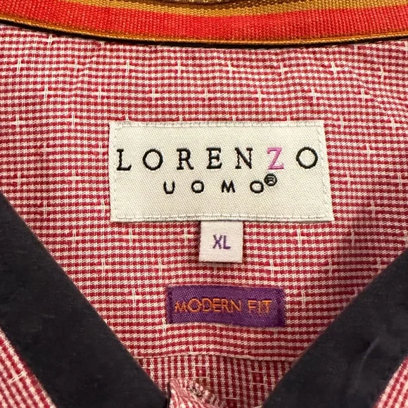 Lorenzo Uomo Red Long Sleeve Button Down Collared Dress Shirt Sz XL - Picture 8 of 9